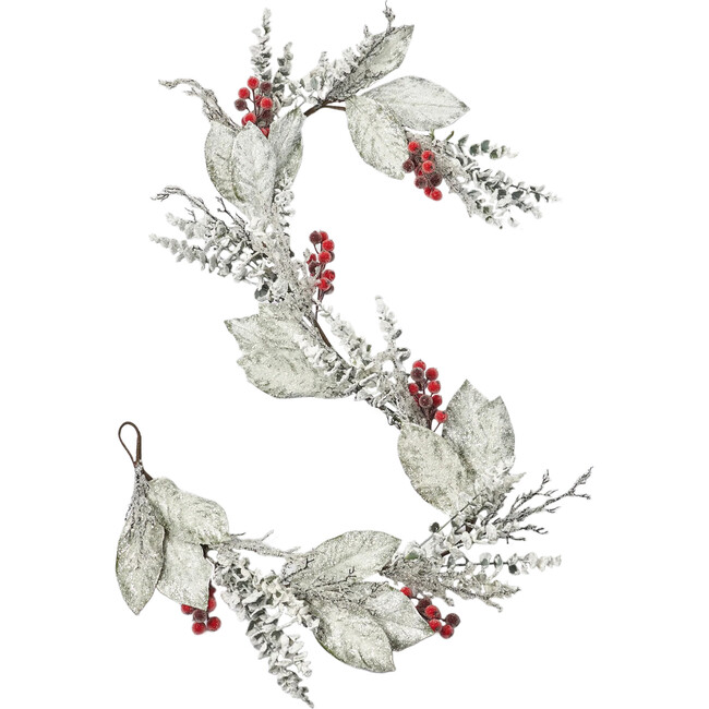 Snow Covered Magnolia Leaf & Eucalyptus with Iced Sugar Berry Seeds Garland