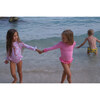 Vahine Pattern Long-Sleeved Baby Swimsuit, Pink & White - One Pieces - 2