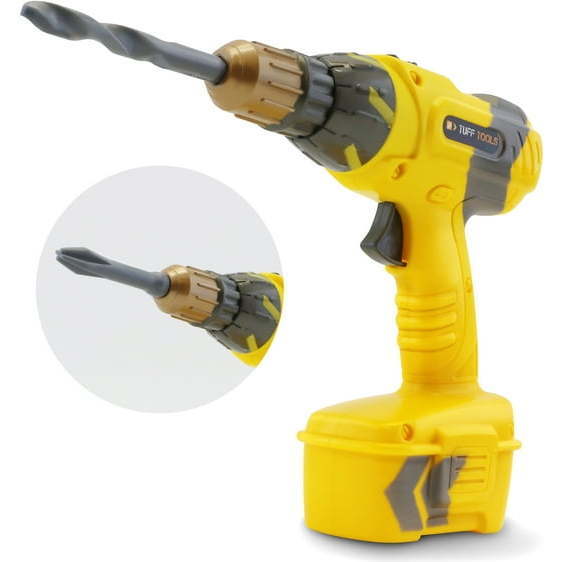 Tuff Tools Pretend Play Toy Power Drill w/ Realistic Functions - Role Play Toys - 1