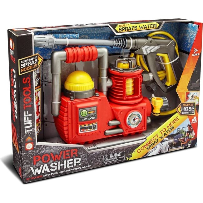 Tuff Tools: Power Washer Pretend Play Toy w/ Water Spray Action & Hose Connecting - Role Play Toys - 4