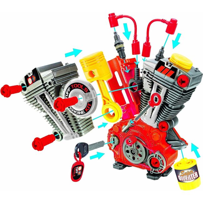 Tuff Tools: Engine Overhaul Pretend Play Toy - 25 Piece Playset w/ Lights & Sounds - Role Play Toys - 4