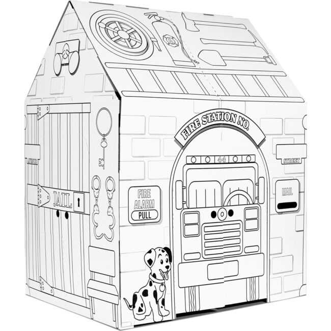 Color & Paint Cardboard Playhouse - Police & Fire Station