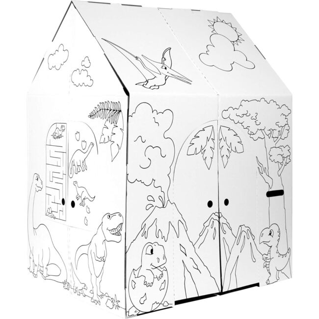 Cardboard Coloring Playhouse Dinosaur House - Kids Art & Craft for Indoor & Outdoor Fun