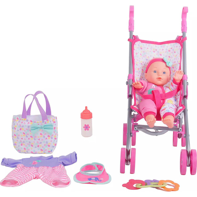 Dream Collection 12" Baby Doll Care Gift set w/ Doll Stroller