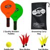 Jazzminton Paddle Ball Game with Carry Bag - Indoor Outdoor Toy w/ 2 Wooden Racquets - 4 Shuttlecocks - 1 Ball - Outdoor Games - 3