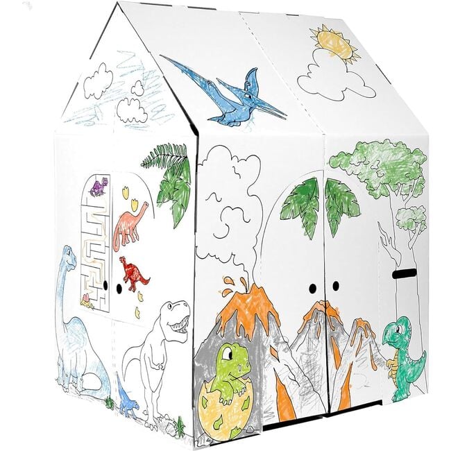 Cardboard Coloring Playhouse Dinosaur House - Kids Art & Craft for Indoor & Outdoor Fun - Playhouses - 3