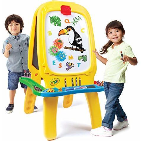 Crayola Deluxe Magnetic Double-Sided Easel - Includes Crayons, Stickers, Magnet Letters & Gears