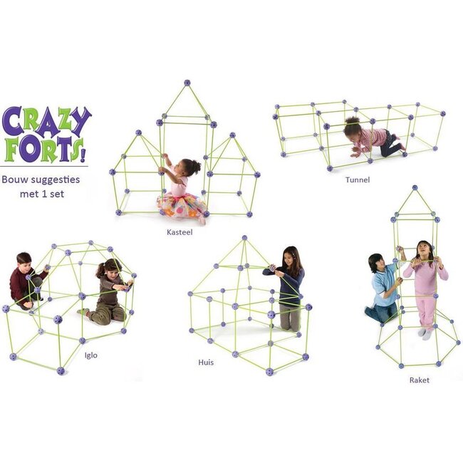 Crazy Forts! 69 Piece Buildable Indoor/Outdoor Play Fort Playset - Play Tents - 3