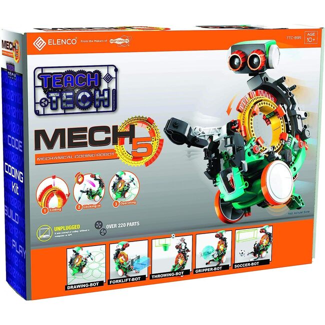 Teach Tech Mech 5, Mechanical Coding Robot STEM Science Activity Kit