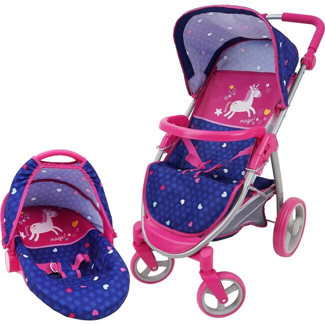 Unicorn 2-In-1 Baby Doll Car Seat & Stroller Doll Accessory