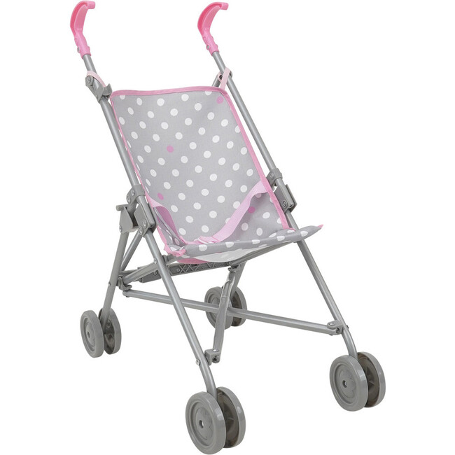 Cotton Candy Pink: Umbrella Doll Stroller Doll Accessory- Pink, Grey, Polka Dot