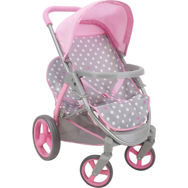 Cotton Candy Pink: Twin Tandem Doll Stroller - Dolls Up to 18"