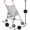 Cotton Candy Pink: Umbrella Doll Stroller Doll Accessory- Pink, Grey, Polka Dot - Doll Accessories - 3