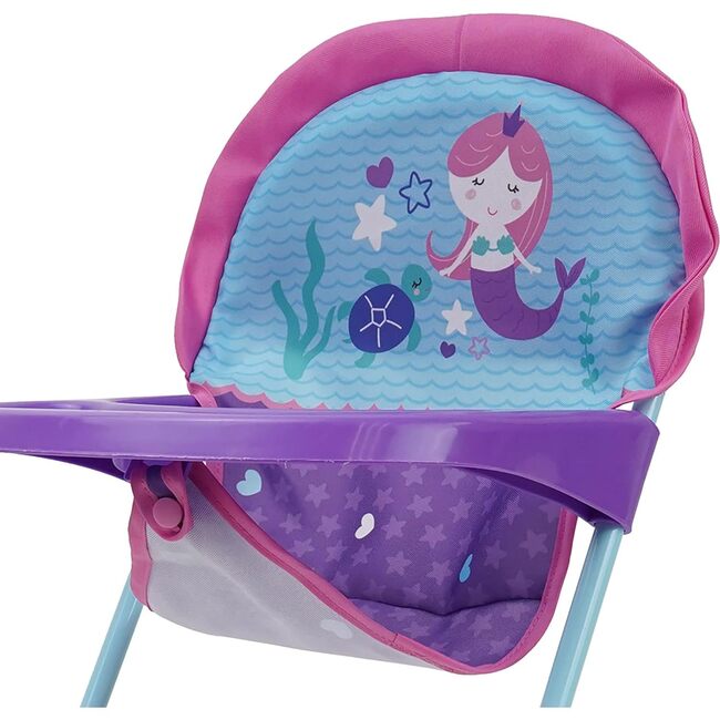 Mermaid Baby Doll Highchair w/ Front Tray & Safety Harness - Doll Accessories - 3