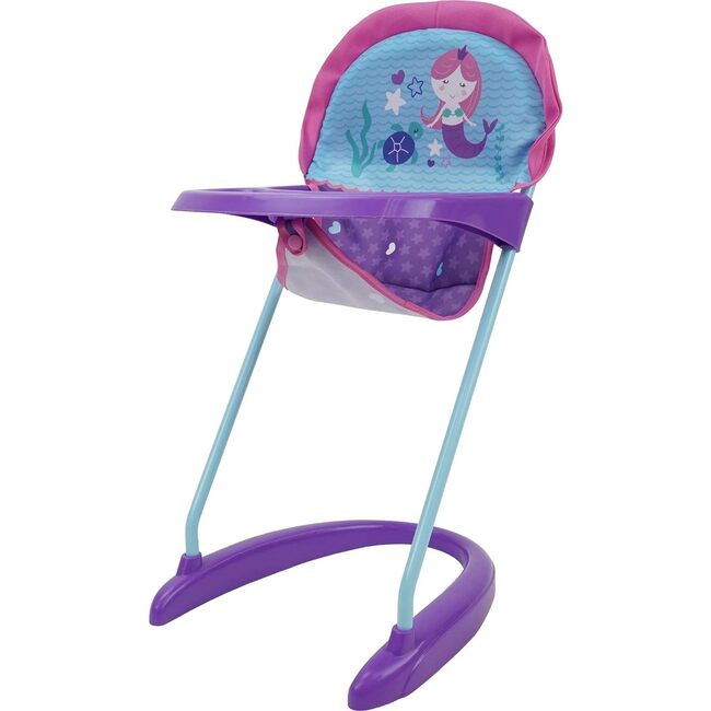 Mermaid Baby Doll Highchair w/ Front Tray & Safety Harness - Doll Accessories - 4