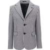 Double Striped Blazer, Grey - Blazers & Sport Coats - 1 - thumbnail