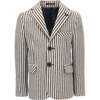 Double Striped Blazer, Beige - Blazers & Sport Coats - 1 - thumbnail