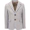 Striped Peak Lapel, Beige - Blazers & Sport Coats - 1 - thumbnail