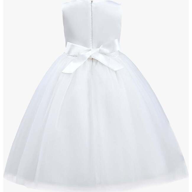 Pearl Bow Tulle Dress, White - Dresses - 2