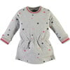 All-Over Stars Print Long Sleeve Sweat-Dress, Grey Melange - Dresses - 1 - thumbnail