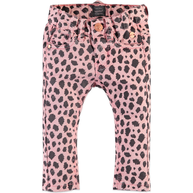 Leopard Print Denim-Style Pants, Pink