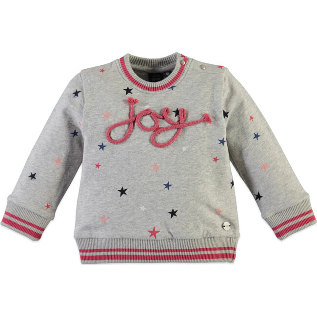 Joy & All-Over Stars Print Crew Neck Sweatshirt, Light Grey