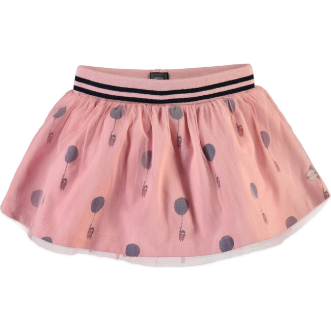 Striped Waistband Polka Dot Tulle Skirt, Pink Haze
