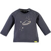 Long Sleeve Tee Shirt, Space Ship, Dark Smokey Blue - Tees - 1 - thumbnail