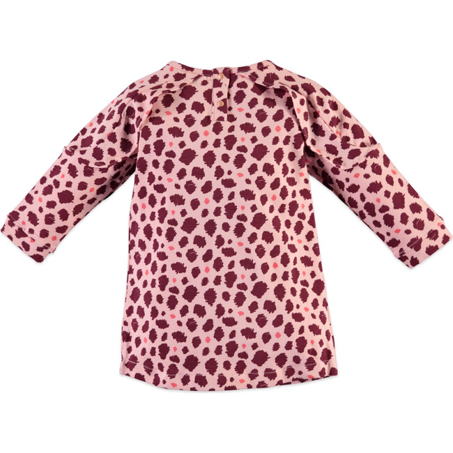 Leopard Print Long Sleeve Dress, Pink & Burgundy - Dresses - 2