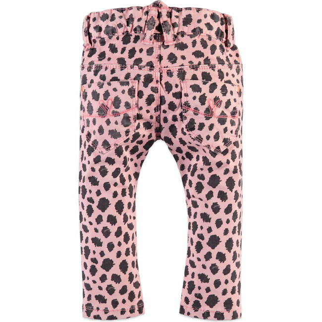 Leopard Print Denim-Style Pants, Pink - Pants - 2