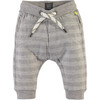 Striped Drawstring Waist Sweatpants, Heather Grey - Sweatpants - 1 - thumbnail