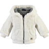 Fuzzy Teddy Zipper Jacket, Cream - Faux Fur Coats - 1 - thumbnail