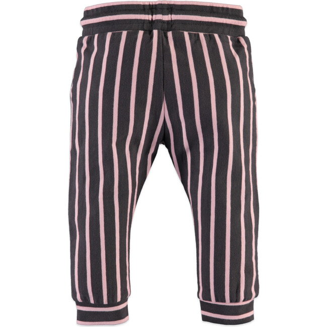 Striped Cuffed Jogger Pants, Antra Grey & Pink - Pants - 2