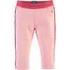 Striped Mono-Tone Waistband Legging, Light Pink & Hot Pink - Leggings - 1 - thumbnail