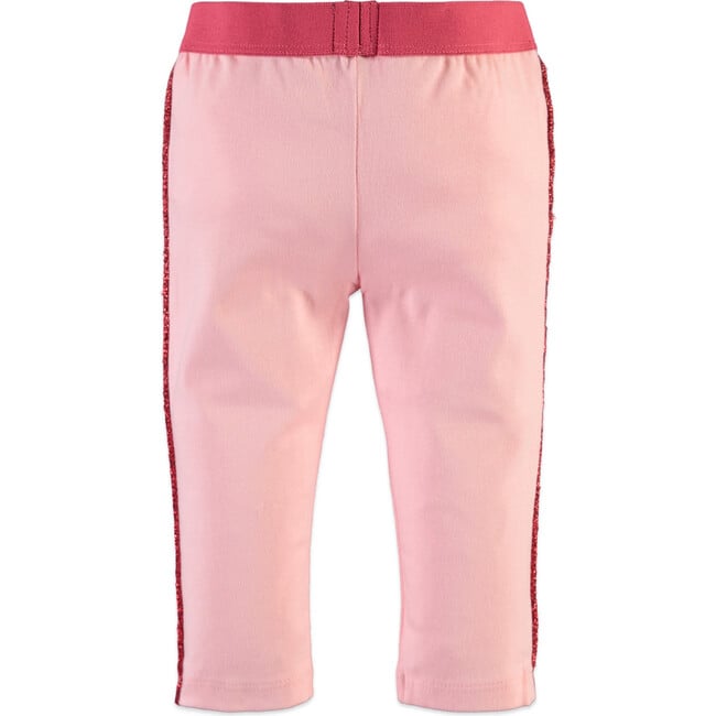 Striped Mono-Tone Waistband Legging, Light Pink & Hot Pink - Leggings - 2