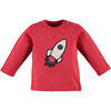 Rocket Ship Print Long Sleeve Tee Shirt, Cayenne - Tees - 1 - thumbnail