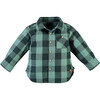 Plaid Multi-Toned Button-Up Shirt, BottleGreen - Shirts - 1 - thumbnail