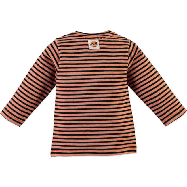 Striped Long Sleeve Tee Shirt, Salmon - Tees - 2