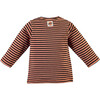 Striped Long Sleeve Tee Shirt, Salmon - Tees - 2