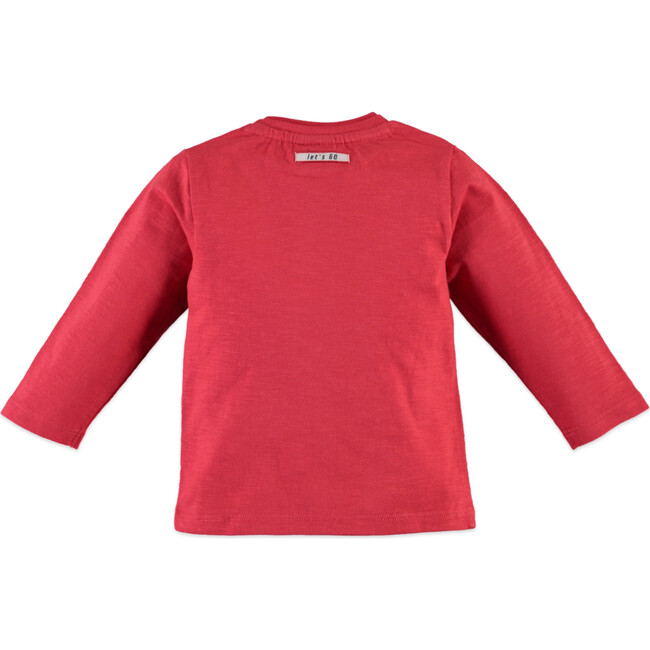 Rocket Ship Print Long Sleeve Tee Shirt, Cayenne - Tees - 2
