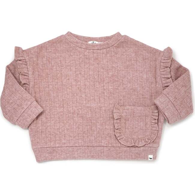 Wide Rib Sweater Knit Millie Slouch with Pocket, Blush Heather