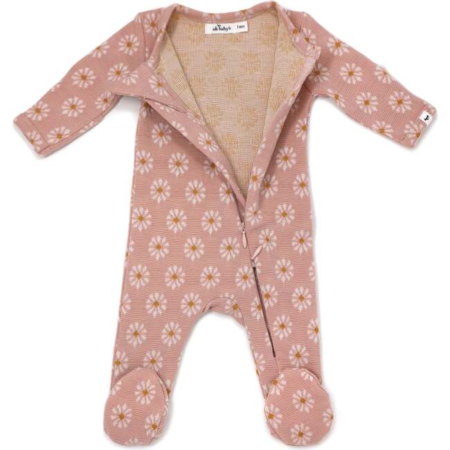 Starburst Double Knit Zipper Footie, Blush - Footie Pajamas - 2