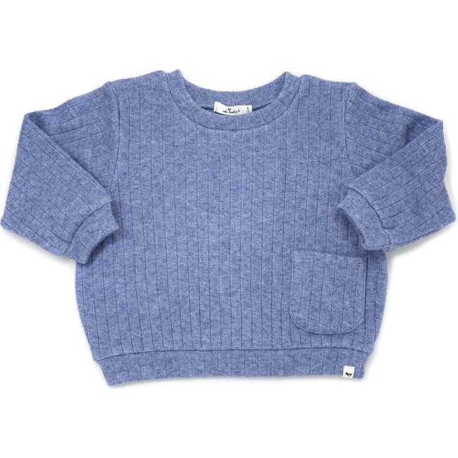 Wide Rib Sweater Knit Pocket Boxy, Blue Heather