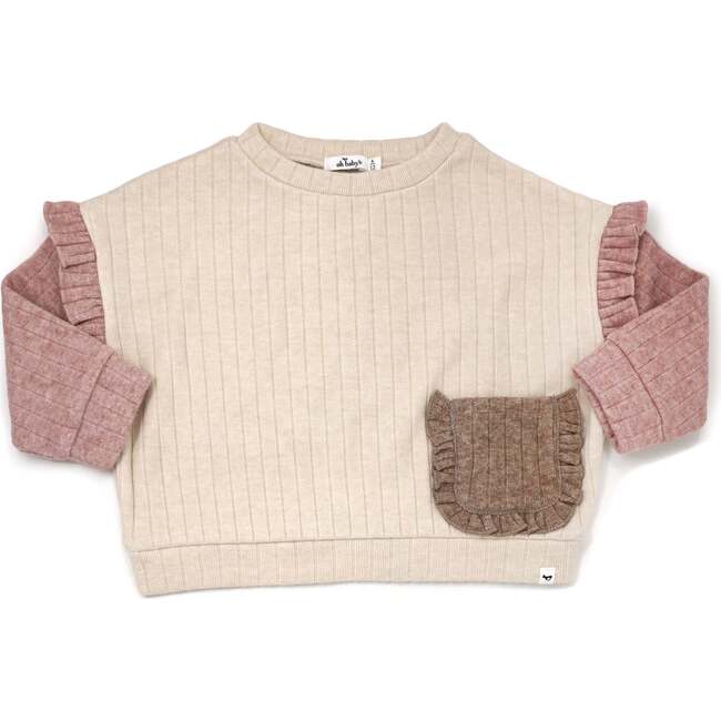 Wide Rib Sweater Knit Millie Slouch with Pocket, Vanilla Combo