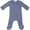 Two Way Zip Cable Footie, Denim - Footie Pajamas - 1 - thumbnail