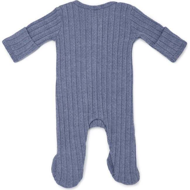 Two Way Zip Cable Footie, Denim - Footie Pajamas - 3