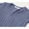 Two Way Zip Cable Footie, Denim - Footie Pajamas - 4