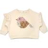 Quilted Bird Applique Millie Slouch, Vanilla - Sweatshirts - 1 - thumbnail