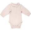Ruffle Neck Cable Onesie, Vanilla - Onesies - 1 - thumbnail
