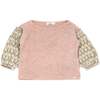 Nellie Sweaterknit Blouse Tulip Puff Sleeves, Warm Pink - Blouses - 1 - thumbnail